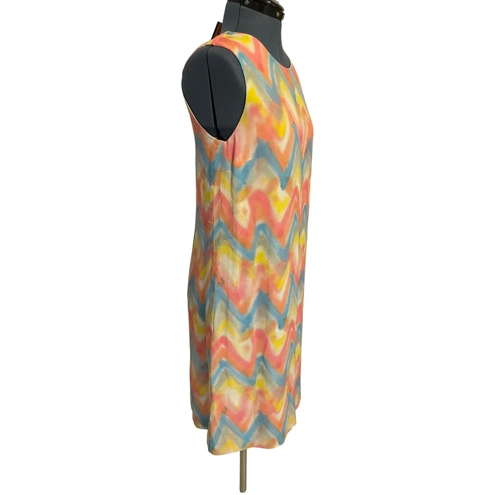 NWT Missoni Chevron‎ Zig Zag Pastel Sleeveless Shift Dress Luxury 44 8 $470